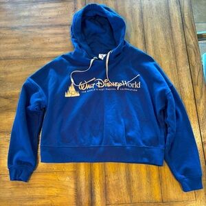 Walt Disney World 50th Anniversary Cropped Hoodie Sweatshirt, Medium, Blue